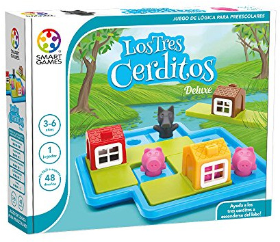 Smart Games - De tre små grisarna | Pedagogiska spel för barn 3 år | Brädspel | Pussel för barn 3 år | Barn Pussel | Brädspel Barn 3 år | 48 Utmaningar