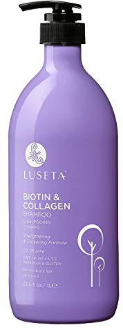 Luseta Biotin & Collagen Shampoo Thickening for Hair Loss & Fast Hair Growth - Infused with Argan Oil to Repair Damaged Dry Hair - Sulfate Free Paraben Free 33.8oz