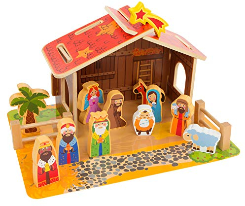 WOOMAX - Wooden Nativity Scene 20 Pieces (ColorBaby 46204)