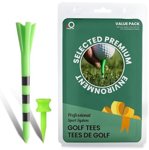 FINGER TEN 60 Pack 3 1/4'' Lange Kunststoff Golf Tees mit mehr kurzen grünen Golf Tees 1 1/2'' 40 Pack, Golf Tee Unbreakable Mixed Color Reibungswiderstand Reduzierung für Männer Golfer Grün