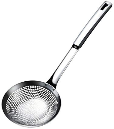 Cucchiaio Forato in Acciaio Inossidabile, Manico Ergonomico | Separazione Rapida da Olio o Acqua Bollente, Foro ad Alta Densità, per Hotel e Ristorante
