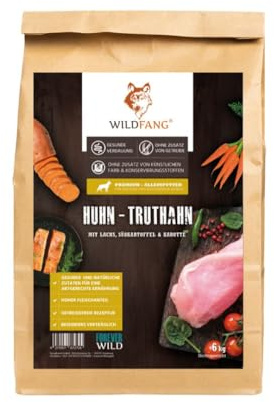 Wildfang® Trockenfutter für Hunde 6kg – Premium Hundetrockenfutter mit Huhn & Truthahn, Getreidefrei & glutenfrei, mit natürlichen Zutaten, ohne Zuckerzusatz, Welpenfutter für kleine Hunde – 1er Pack