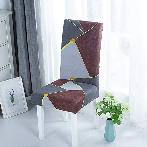 Morbuy Patchwork Stuhlhussen Set Stretch Beschützer Stuhlbezug Stuhlüberzug, Universal Elastische Spannbezug Hochzeit Weihnachten Partys Bankett Hotel Dekor (4 Stück,Braun grau)