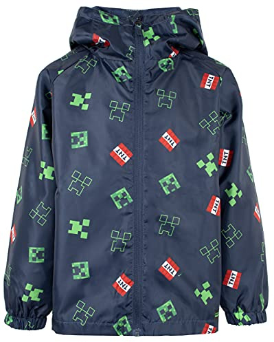 Minecraft Chaqueta impermeable para niños Minecraft Chaquetas impermeables 100% al aire libre con capucha Impermeable para niños Impermeable para niños Ropa de Minecraft azul marino 910 Years
