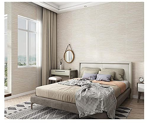 ZZDXL Tapeten Beige Streifen Tapete Vliestapete 10 M X 0,53 M,3D Tapete Für Schlafzimmer Wohnzimmer Oder Küche,Modern Klassisch Elegance Tapete Kinderzimmer,Wandtapete Jungen Mädchen