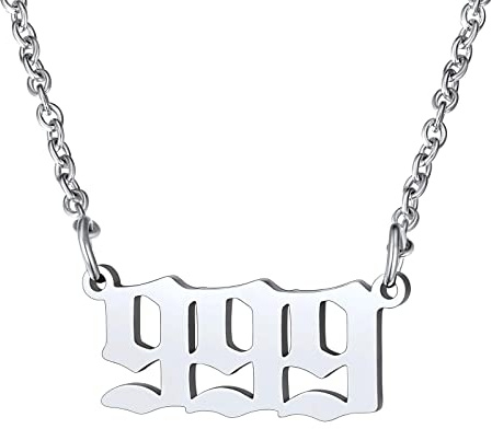 FindChic Damen Herren Kette mit Geburtsjahr 1985-2005 Anhänger Engelszahl 000-999 Anhänger Personalisierte Nummer Halskette Jahreszahl Kette für Geburtstag Valentinstag