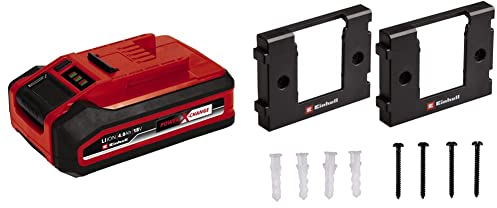 Einhell Original 18V 4,0 Ah Power X-Change PLUS (18V Akku, universell verwendbar für alle PXC-Geräte, ohne Selbstentladung, 3-Stufen-LED Ladestandskontrolle, angepasste Ladezyklen, inkl Wandhalterung)