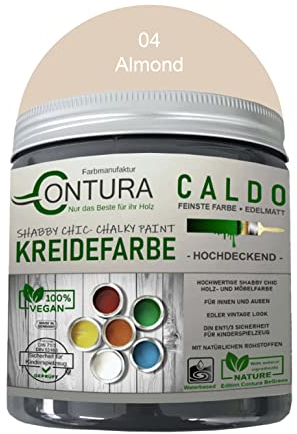 Contura BeGreen 250ml. Kreidefarbe Shabby Chic Möbellack Lack Möbel Farbe Holzlack Natur (04 Almond)