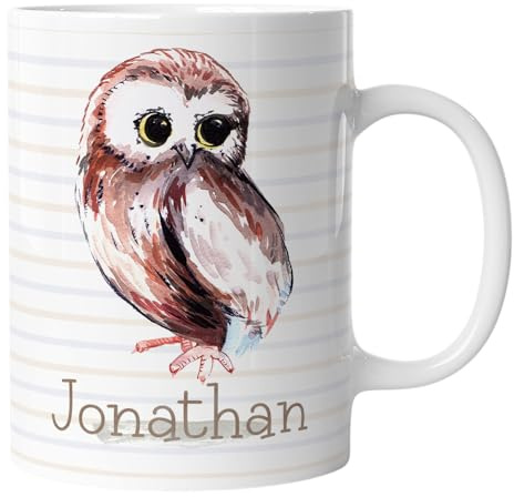 timalo® Tasse mit Namen bedrucken lassen | Eule Personalisierte Tasse Wunschname personalisierbare Geschenktasse für Kinder Jungen und Mädchen individuell | mug-t2-42