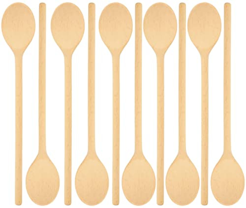 teemando 10 x Kochlöffel aus Holz, 30 cm, ovale Holzlöffel zum Kochen und Backen, stabile Küchenlöffel für Topf und Pfanne