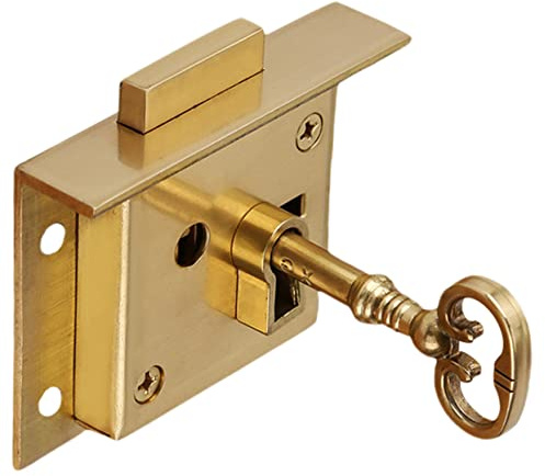 VILLFUL Brass Cabinet Lock for Drawers and Cabinet Doors Secure Drawer Lock with High Strength and No Jamming Feature Suitable for Desk Beautiful Shape in Chinese Retro Style