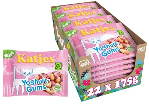 Katjes Yoghurt-Gums Vorratspack – Fruchtgummi Vorrats-Box mit Joghurt-Geschmack, fruchtiger Mix in unterschiedlichen Geschmacksrichtungen, vegetarisch, 22 x 175 g