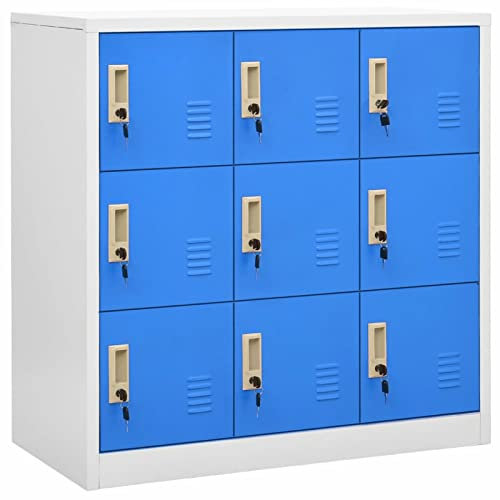 BULANED Armario taquilla, Taquillas Vestuario, Taquillas Metalicas, Aparador Taquillas Metálica, Muebles para Garaje, de Acero Gris Claro y Azul 90x45x92,5 cm