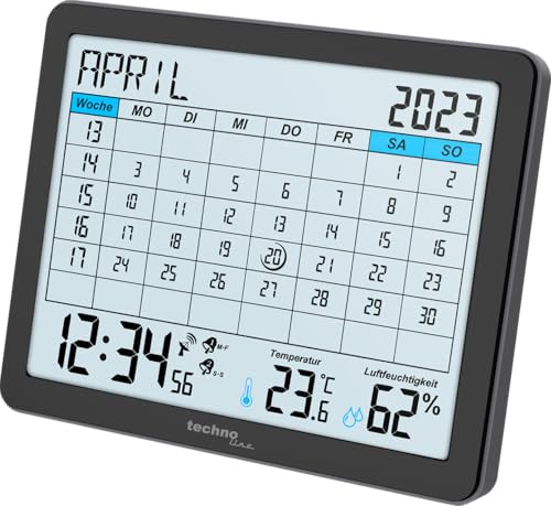 WT2600 bordskalender, temperaturdisplay, luftfuktighetsindikator, min/max display, 17 x 14 cm, svart