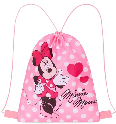Disney Turnbeutel Kinder, 29 x 38cm Schwimmtasche Kinder mit Kordelzug & Belüftungsöffnung - Sport Geschenke für Kinder (Rosa Minnie)