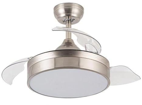 WatioWave Ventilador de techo LED, acabado níquel, color CCT, ideal para ventilación y ambientación luminosa en espacios interiores.