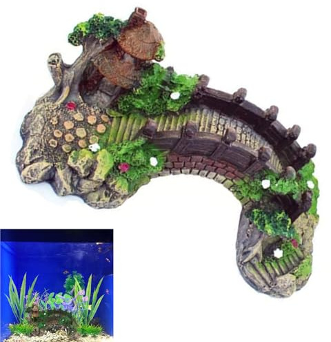 Aquarium Deko Höhle Aquarium,Aquarium Dekoration,Brücke Landschaftlich Gestaltet Brücke Ornament,Harz Aquarium Dekoration,Fish Tank Decoration,Aquarium Wasserpflanzen Brücke