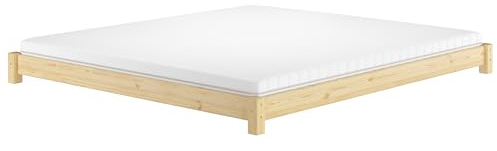 Erst-Holz Niedriges Bodenbett Ehebett Vollholzbett in Kingsize 200x200 Kiefer massiv V-60.51-20, Ausstattung:Rollrost und Matratze inkl.