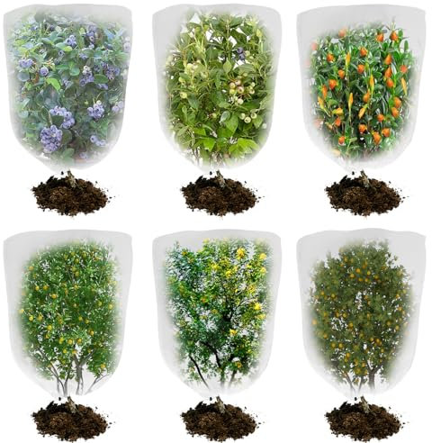 6teiliges gartennetze, faltbares pflanzenschutznetz mit Kordelzug Netzabdeckung, zum Schutz Obstbäumen gemüsenetz gemüse schutznetz baumnetz gegen vögel(32*32 Zoll) Bird Netting for Blueberry Bushes