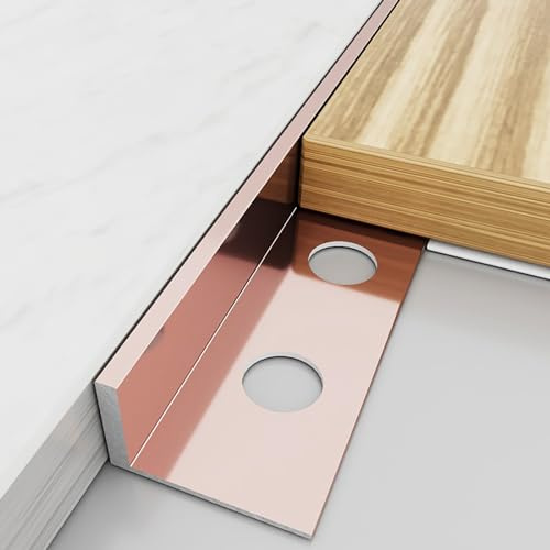 Raouoae Profilé De Carrelage L 125CM - 2 Pièces, Bande D'extrémité En Aluminium Pour Protection De Bord De Carrelage Céramique, Idéal Pour Sols, Murs, Lambris Et Extérieur(Roségold,Höhe: 12.7 mm)
