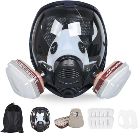 4008 Atemschutzmaske Vollmaske mit Filter | Anti-Beschlag, Anti-Gas, Anti-Staub Maske | Gasmaske Ideal für Lackieren, Holzarbeiten, Bau, Schleifen, Sprühen, Chemikalien, Heimwerker und Pestizid