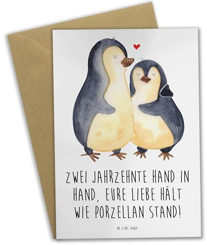 Mr. & Mrs. Panda neujahrskarte 20. Hochzeitstag Porzellanhochzeit - Geschenk, Grußkarten, Geschenke, Porzellan, Heiraten, weihnachtskarten, Erinnerungen, Liebe, Partnerschaft, Grußkarte, Heirat