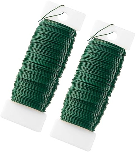 2 Rolls Florist Wire Green Floral Wires for Wreath Making, 35M Floristry Wires for Wreath Floral Bouquets, Christmas Wreath Making Supplies, 22 Gauge Green Crafting Wire for Wreaths Garland