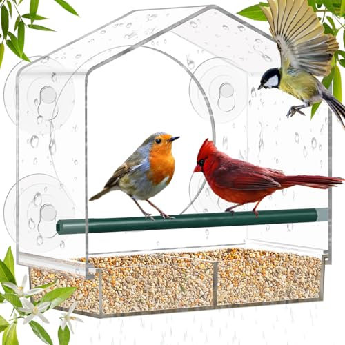 Vogelhaus Fensterscheibe, Groß Vogelfutterhaus Fenster, Vogelhaus Fenster mit Herausnehmbarer Futterkassette