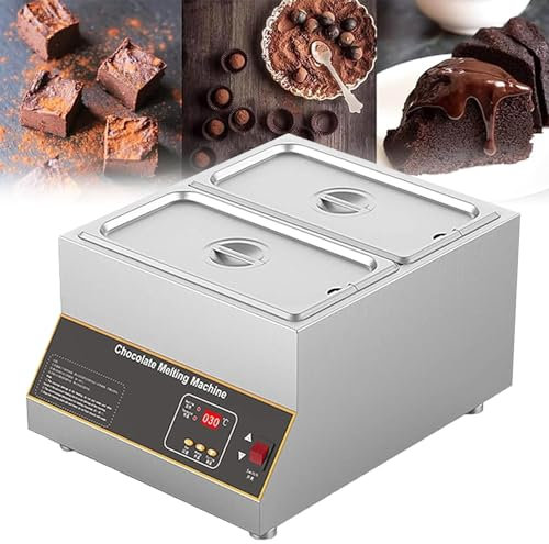 DMMFTERL Máquina para derretir Chocolate de 0 a 95 ℃, Olla para derretir Chocolate Comercial, de Acero Inoxidable, Profesional, para Tiendas de Chocolate, hogares, panaderías y cafeterías
