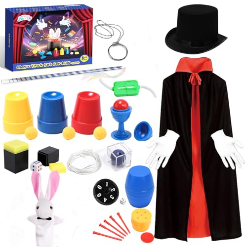 Skirfy Magic Tricks-Magic Kit for Kids Age 6-8,Magic Set with Magician Costume,Magic Wand, for Kids Boys Girls Ages 6 7 8 9 10 11 12