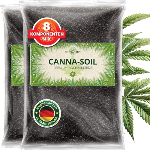 ORAGARDEN Cannabis Erde für Zimmerpflanzen und Garten - 6L Hanf Erde für Cannabis Pflanzen, Palmen, Blumen - 8 Komponenten Cannabiserde