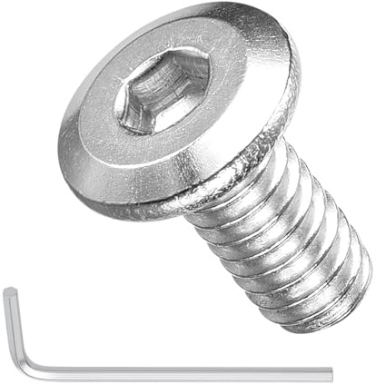 METALLIXITY Flat Head Hex Socket Cap Screws Bolts(1/4-20x1/2) 20Pcs, with Wrench Steel Hex Socket Furniture Bolts Screws - for Furniture Woodworking Project, Silver Tone