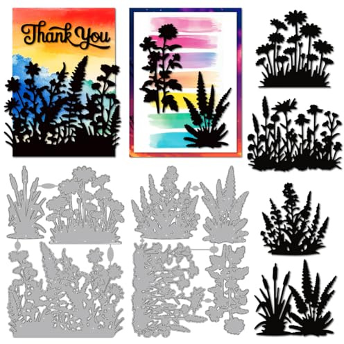 MAYJOYDIY Blumenbüsche Stanzformen Zum Basteln von Karten Schilf Wildblumen Metall Stanzformen Natürliche Blätter Gras Papierbastel Schablonen Für Scrapbooking Geburtstagskarten Geschenkdekor