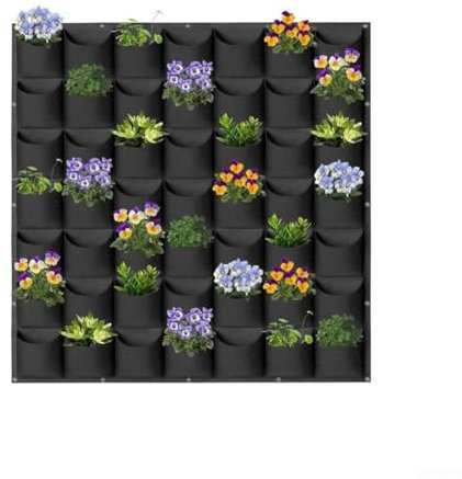 MeevrgR Vertikale Filz-Pflanztasche – zum Aufhängen für Blumen/Kräuter/Erdbeeren – Indoor/Outdoor Wand Garten mit Drainage (schwarz, 1er-Pack) (100 x 100 cm)