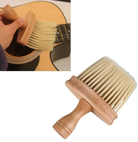 Double Sided Lambswool Duster Brush with Wooden Handle for Guitar, Piano, Drum and Musical Instrument Cleaning