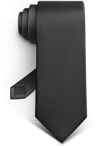 BULLIANT Krawatten Herren Einfärbige Texturierte Krawatten für Anzug Schlips Herren Geschenk 147cm×8,1cm(Schwarz)