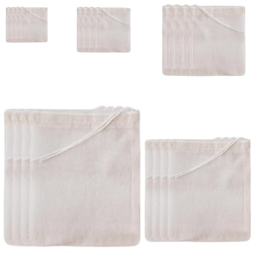 WYAN 20 Cotton Muslin Bags, Spice Bags for Cooking, Filter Bag for Tea, Cotton Nut Milk Bag, Small Cheesecloth Bags for Cooking, Soup, Tea Coffee Filter, Spice Storage