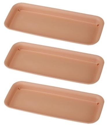 Harilla 3 Pezzi di Sottovasi Rettangolari per Piante, Davanzali, Vassoi per Coltivazione, Giardinaggio, Drenaggio per Piante, per Mensole, Interni, Cucina, Es, Brown L