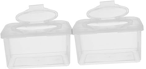 BESTonZON 2pcs Wipes Dispenser Box Refillable Wipe Organizer for Bathroom Lid Grey for Diaper Bag and Home Use