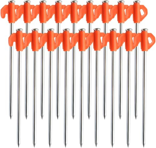 18x Zeltheringe Set, Robuste Stahl-Heringe, Heringe Erdnägel Stabil Mit Steckschlüssel, Heringe Camping für Verschiedene Campingumgebungen, Zeltpflöcke ideal für harten Boden, Wald, Wiesen