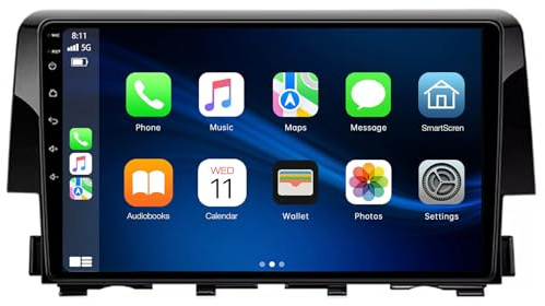For Car Gps Radio Android 14 9 Inch Touchscreen Radio for Civic 2016-2020,with Bluetooth USB Wifi Support SWC 1080P TV,with Car Stereo AND Backup Camera,F 8 Core 4G+Wifi 6G+128G