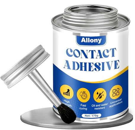 ALLONY Contact Glue, Strong Glue, Waterproof, Glue with Brush, Multi-Purpose Glue, Adhesive for Repairing Various Materials, Suitable for Leather, Rubber, Plastic, Wood, 170 g