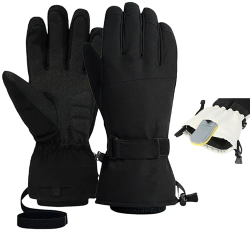 Guanti Da Sci PRO Con Tutore Polso Supporto Protezione, Guanti Termici Impermeabili Con Touchscreen Per Sci Snowboard (Nero,M)