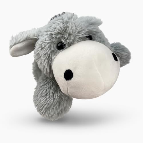 Mel-O-Design Plüsch Esel 32 cm – Weiches Kuscheltier Esel in Grau, Niedliches Stofftier mit Mähne für Kinder, Geschenkidee für Jungen & Mädchen, Flauschiges Spielzeugtier