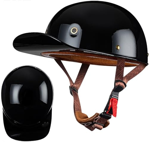 Casque Moto Vintage Casques Jet avec Visière Casques Bols Homologué Dot/ECE Casque Mobylette avec Lunettes Rétro Demi Casque Moto Vélo Scooter Chopper pour Adultes Homme Et Femme 8,L