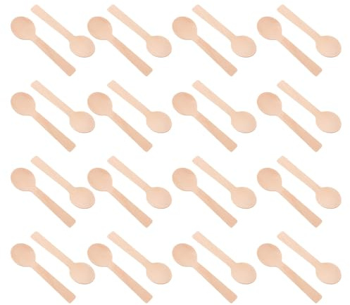HONITANO 200 Unidades Cucharas de Madera Cucharillas Mini para Postres y Helado Cucharas Pequeñas Biodegradables para Degustación y Fiestas Utensilios Sostenibles para Cocina