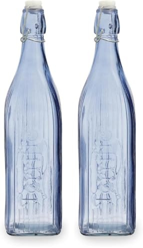 Quid Viba Bouteille avec bouchon en verre Sodo Passe au réfrigérateur Non compatible micro-ondes Recyclable 1 l (Lot de 2)