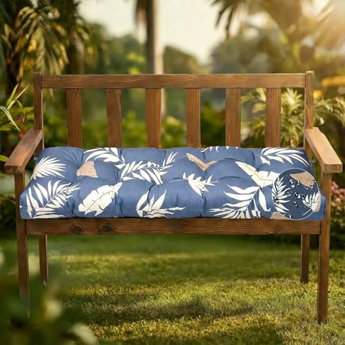 GOZYLA Bench Cushion Outdoor Garden Waterproof for Furniture Storage Box | 130X50X10cm, Thick Rectangle Replacement Sitter Pad, Tie-On Straps, 2-3 Seater, Indoor, Patio, Porch, Window, Kitchen, Dining