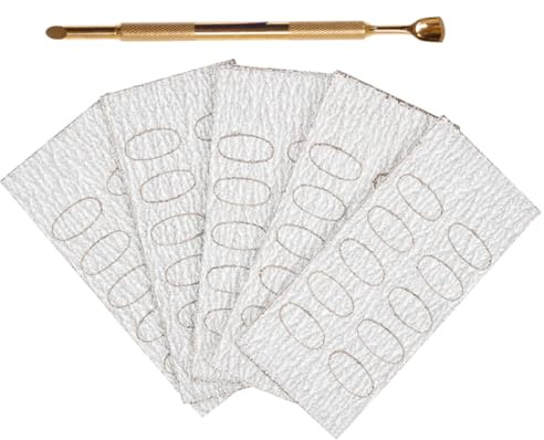 HOMSFOU Empujador de Cutículas de Acero Inoxidable Doble Extremo Grande, Herramienta para Manicura con Raspador y 50 Hojas de Lija Fina, Adecuado para Eliminar Piel Muerta y Limpieza
