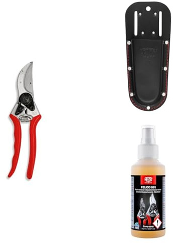FELCO 2 Profi-Gartenschere Bypass 25 mm für Rechtshänder mit Lederholster 910 Black und Schmierfett 981